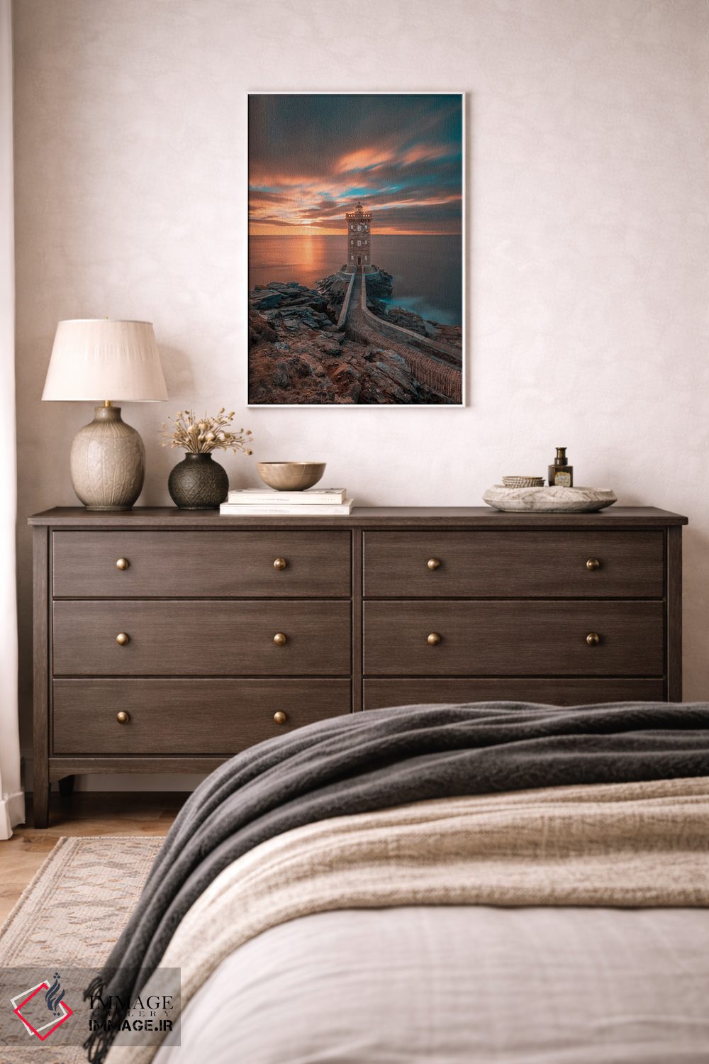 تابلو دکوراتیو Brittany, Le Conquet. Sun Setting At The Kermorvan Lighthous… اثر هولیس لونی - D1W