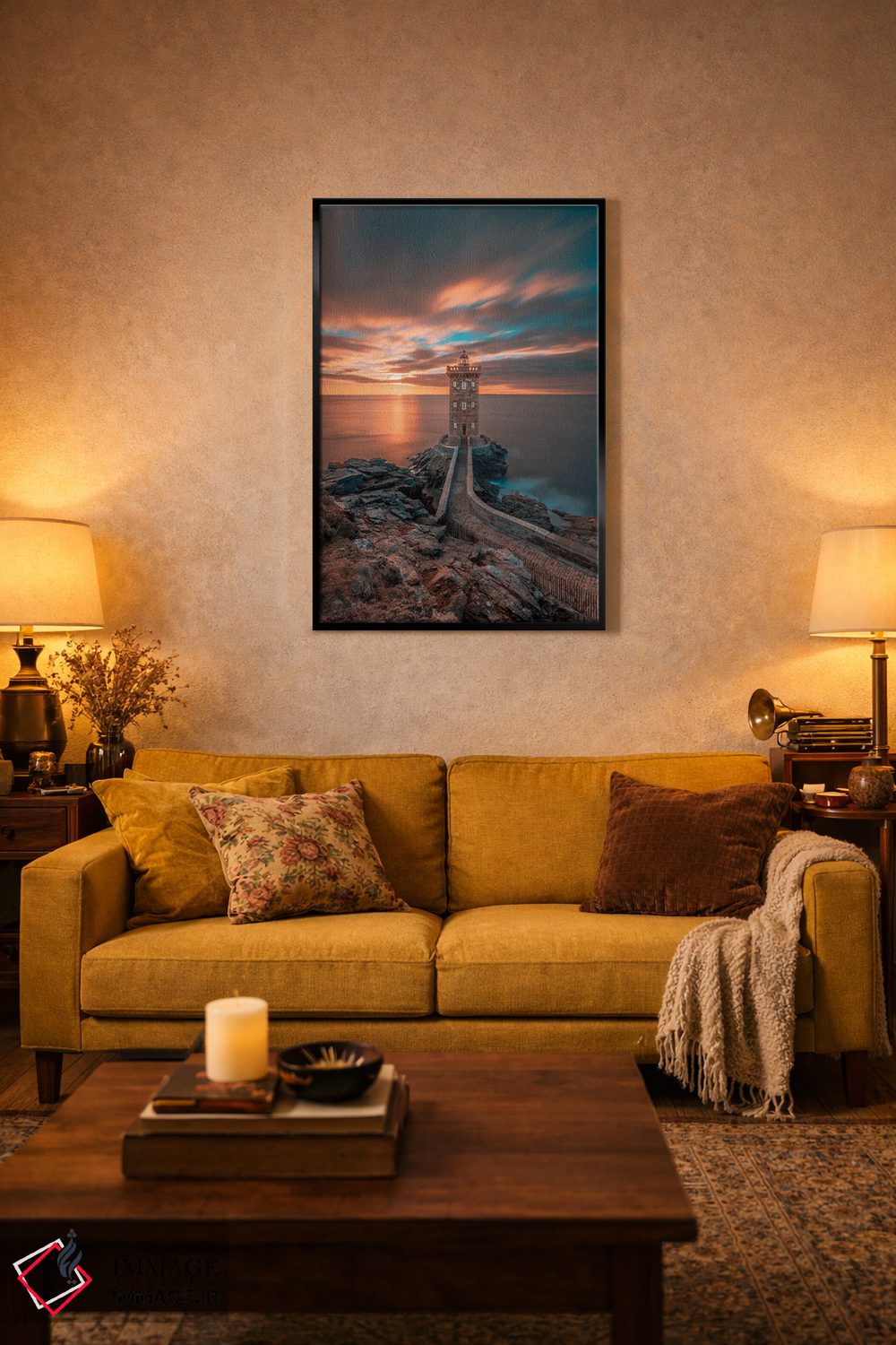 تابلو دکوراتیو Brittany, Le Conquet. Sun Setting At The Kermorvan Lighthous… اثر هولیس لونی - D3B
