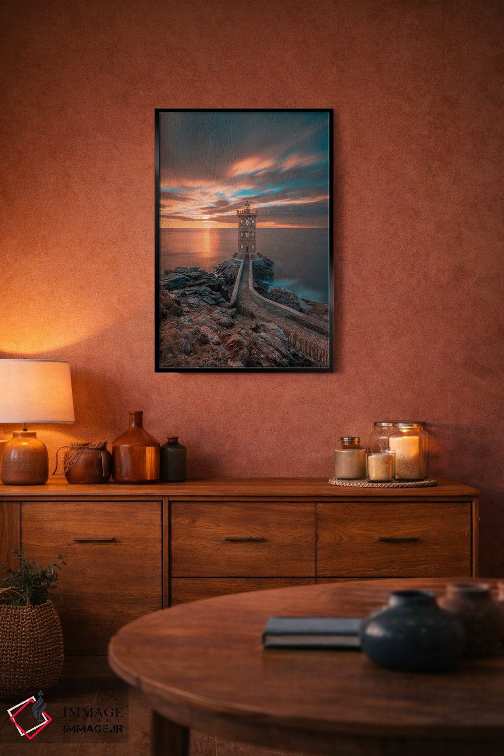 تابلو دکوراتیو Brittany, Le Conquet. Sun Setting At The Kermorvan Lighthous… اثر هولیس لونی - D5B