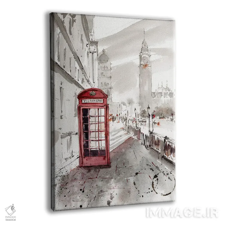 تابلو دکوراتیو London,کابین تلفن قرمز، لندن اثر هوم لایک آرت - نمای پرسپکتیو محصول