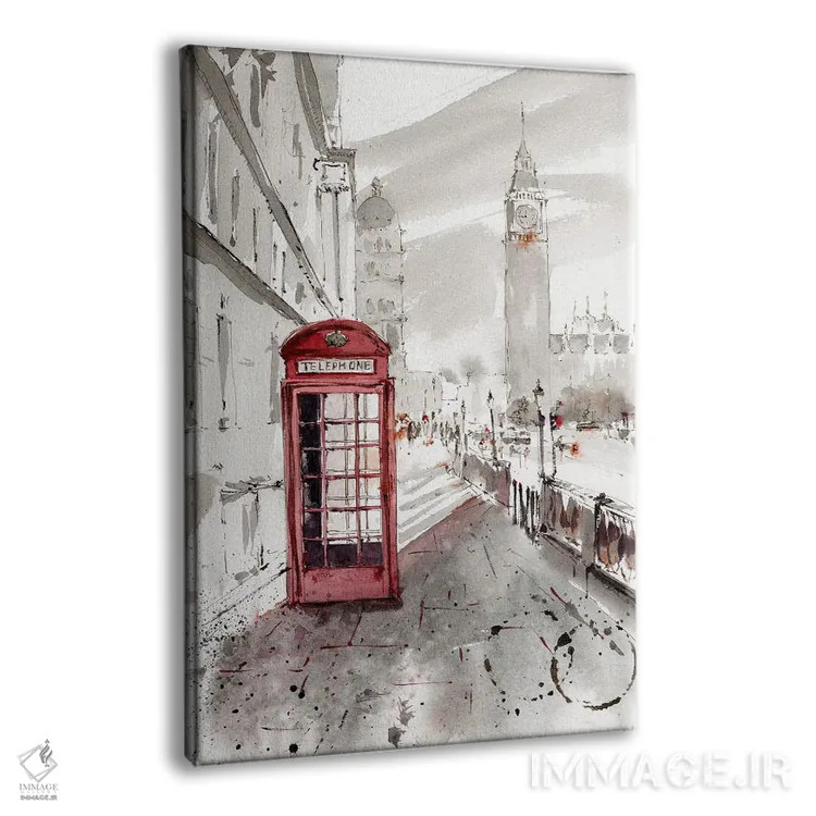 تابلو دکوراتیو London,کابین تلفن قرمز، لندن اثر هوم لایک آرت - نمای پرسپکتیو محصول