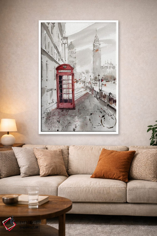 تابلو دکوراتیو London,کابین تلفن قرمز، لندن اثر هوم لایک آرت - D1W