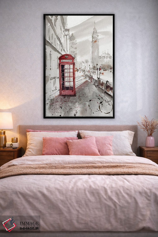 تابلو دکوراتیو London,کابین تلفن قرمز، لندن اثر هوم لایک آرت - D2B