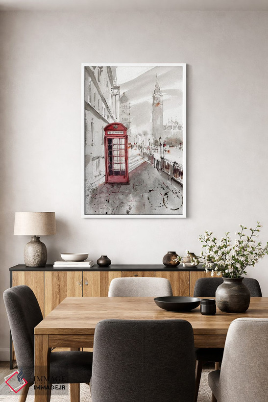 تابلو دکوراتیو London,کابین تلفن قرمز، لندن اثر هوم لایک آرت - D4W