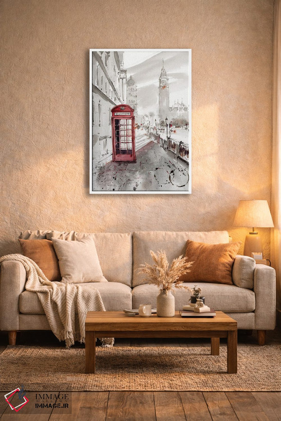 تابلو دکوراتیو London,کابین تلفن قرمز، لندن اثر هوم لایک آرت - D5W