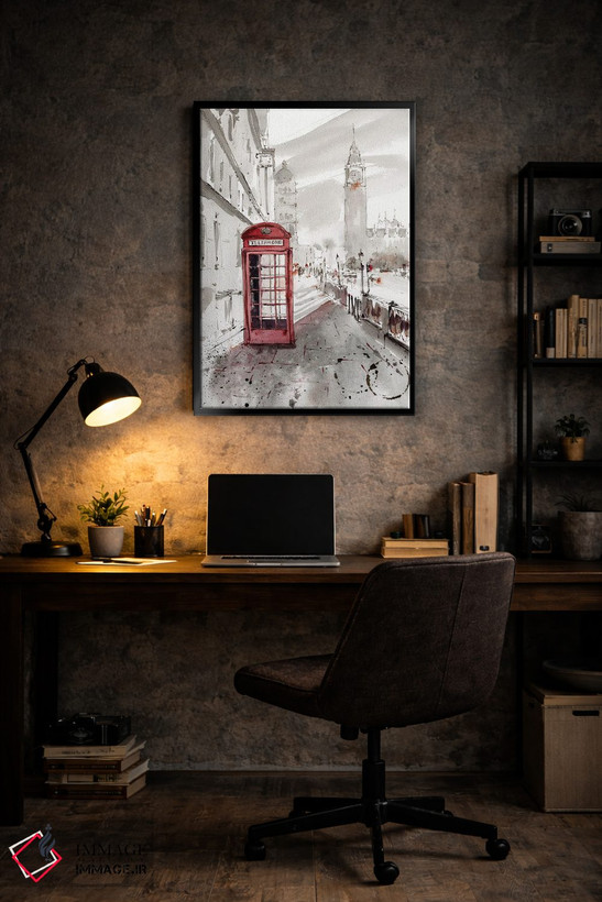 تابلو دکوراتیو London,کابین تلفن قرمز، لندن اثر هوم لایک آرت - D6B