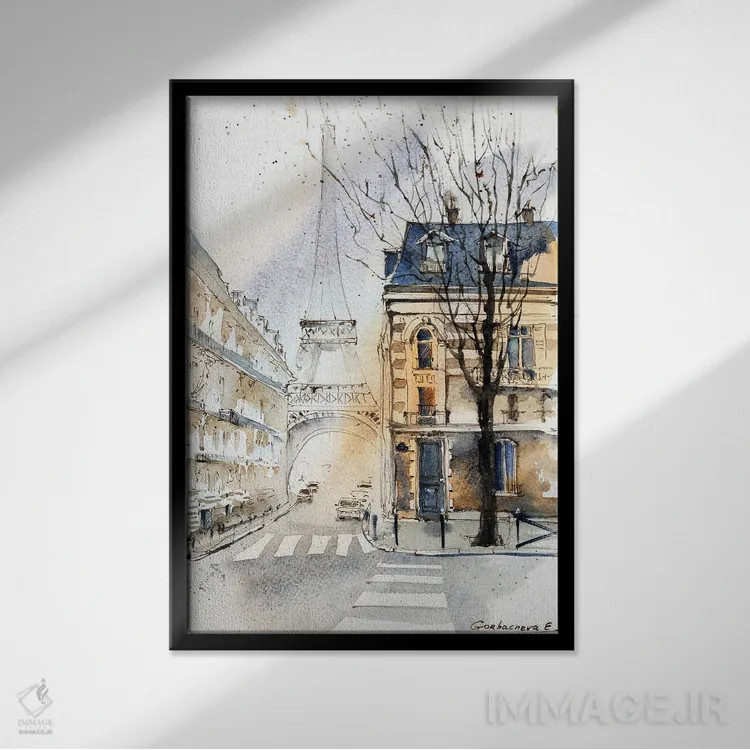 تابلو دکوراتیو خیابان پاریس اثر هوم لایک آرت - نمای قابدار مشکی