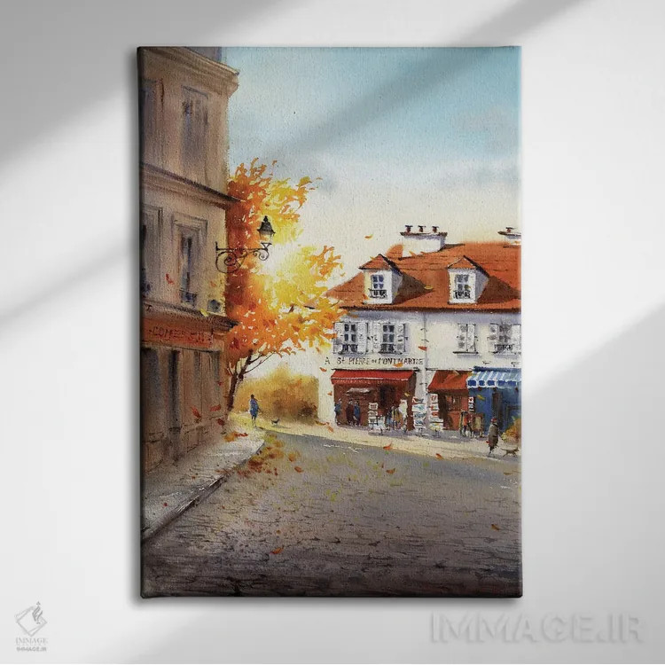 تابلو دکوراتیو Paris,پاییز در مون مارتر پاریس اثر هوم لایک آرت - نمای روبهرو روی دیوار