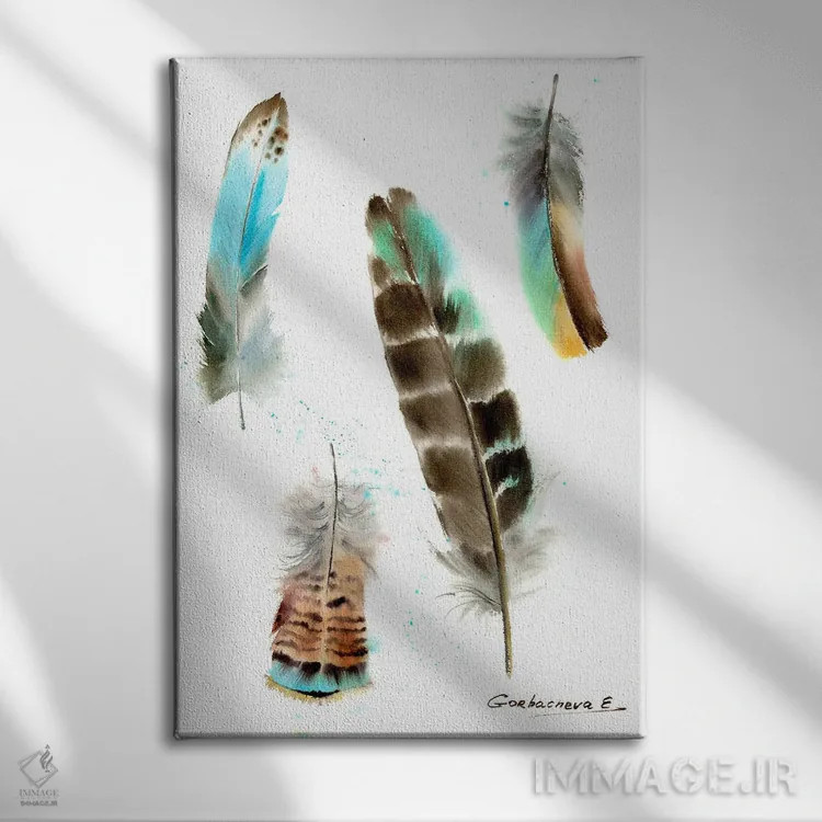 تابلو دکوراتیو چهار پر اثر هوم لایک آرت - نمای روبهرو روی دیوار