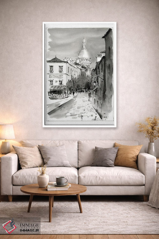 تابلو دکوراتیو Paris,مون مارتر سیاه و سفید، پاریس اثر هوم لایک آرت - D1W
