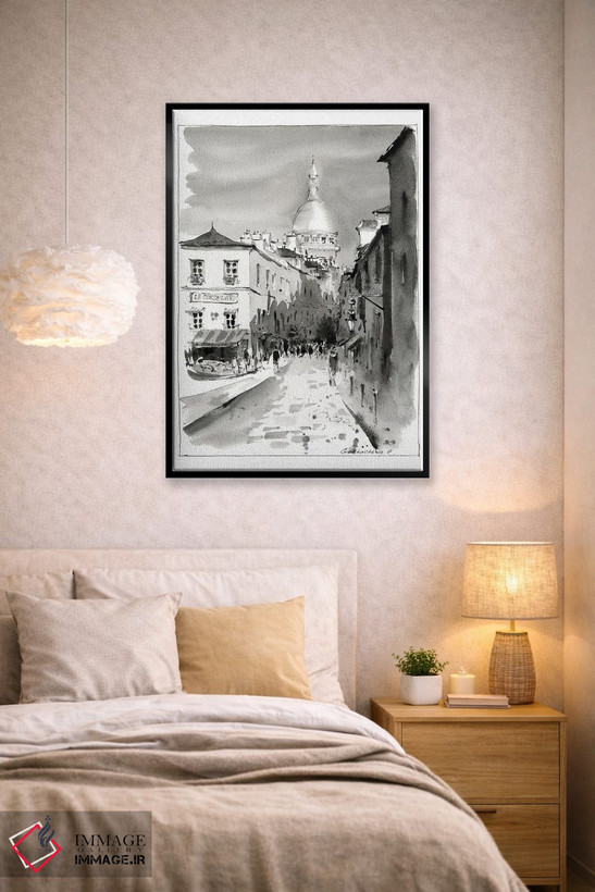 تابلو دکوراتیو Paris,مون مارتر سیاه و سفید، پاریس اثر هوم لایک آرت - D2B