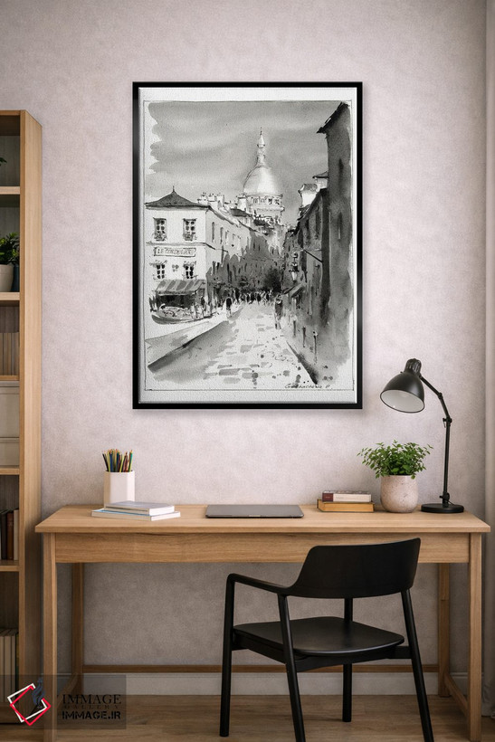 تابلو دکوراتیو Paris,مون مارتر سیاه و سفید، پاریس اثر هوم لایک آرت - D3B