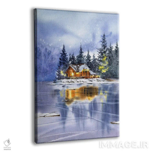 تابلو دکوراتیو Christmas Motif,منظره زمستانی با تم کریسمس اثر هوم لایک آرت - نمای پرسپکتیو محصول