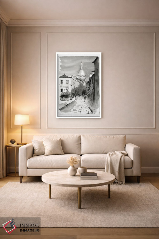 تابلو دکوراتیو Paris,مون مارتر سیاه و سفید، پاریس اثر هوم لایک آرت - D4W