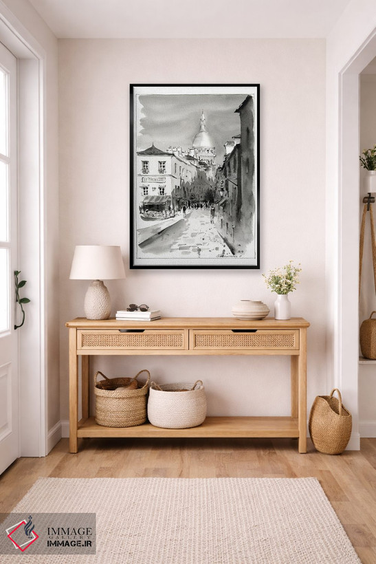 تابلو دکوراتیو Paris,مون مارتر سیاه و سفید، پاریس اثر هوم لایک آرت - D6B