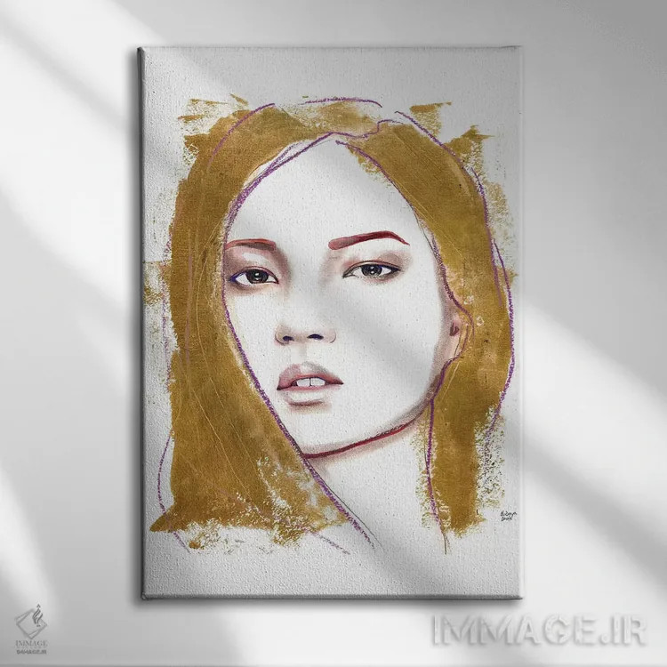 تابلو دکوراتیو موی طلایی اثر هارت آو لیلی - نمای روبهرو روی دیوار