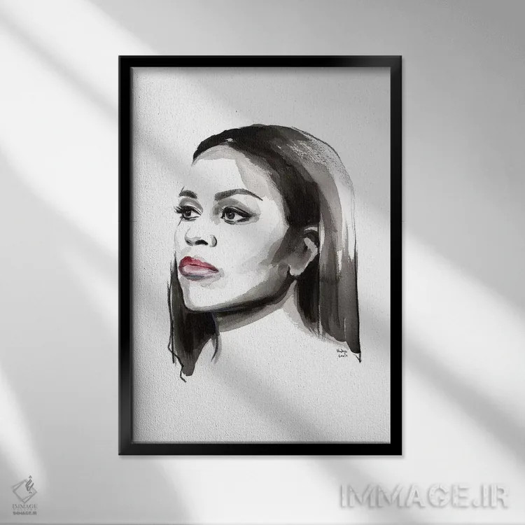 تابلو دکوراتیو میشل اوباما اثر هارت آو لیلی - نمای قابدار مشکی