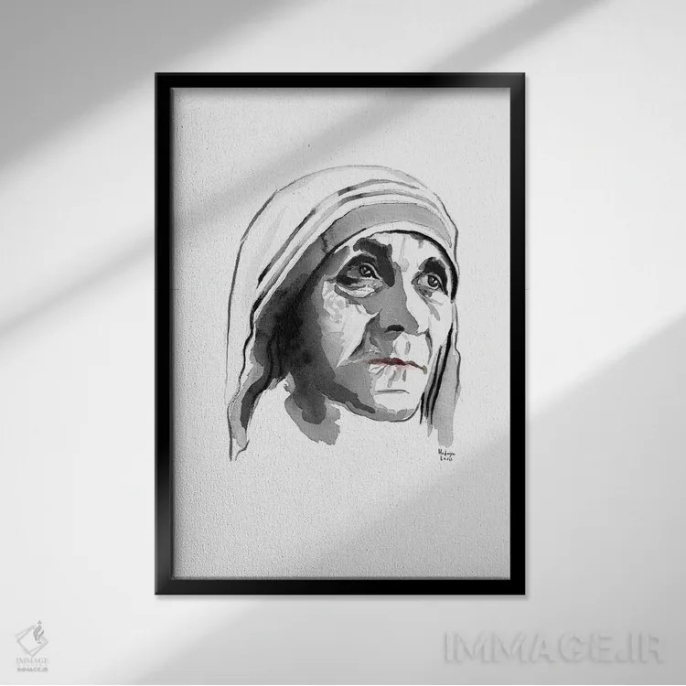تابلو دکوراتیو مادر ترزا اثر هارت آو لیلی - نمای قابدار مشکی