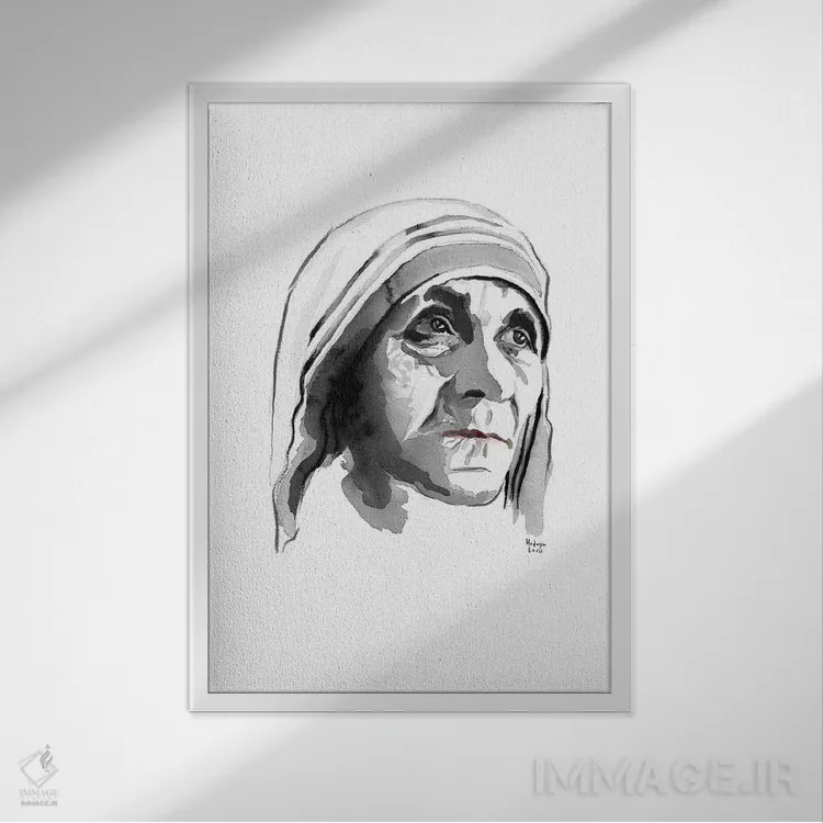 تابلو دکوراتیو مادر ترزا اثر هارت آو لیلی - نمای قابدار سفید