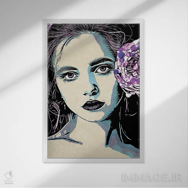 تابلو دکوراتیو پرتره خال خالی نیلوفر آبی III اثر اشلی آلدرج - نمای قابدار سفید