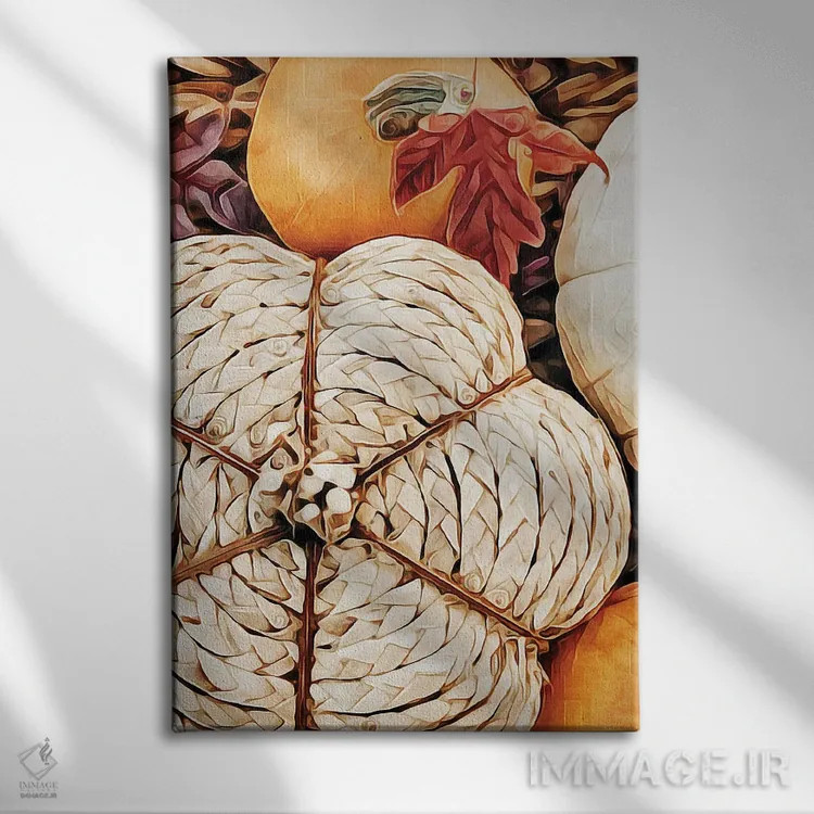 تابلو دکوراتیو کدوی بافته شده طبیعی از راتان I اثر اشلی آلدرج - نمای روبهرو روی دیوار