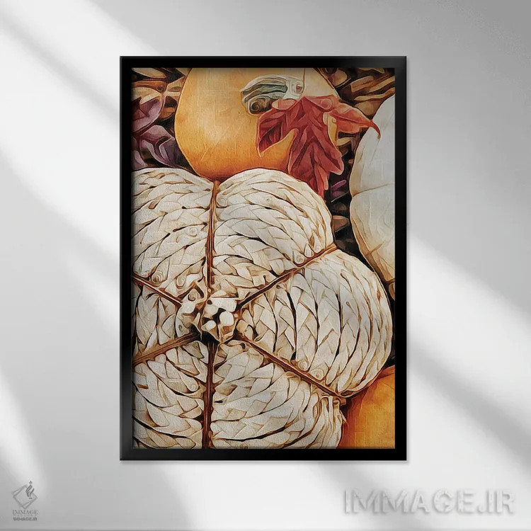 تابلو دکوراتیو کدوی بافته شده طبیعی از راتان I اثر اشلی آلدرج - نمای قابدار مشکی
