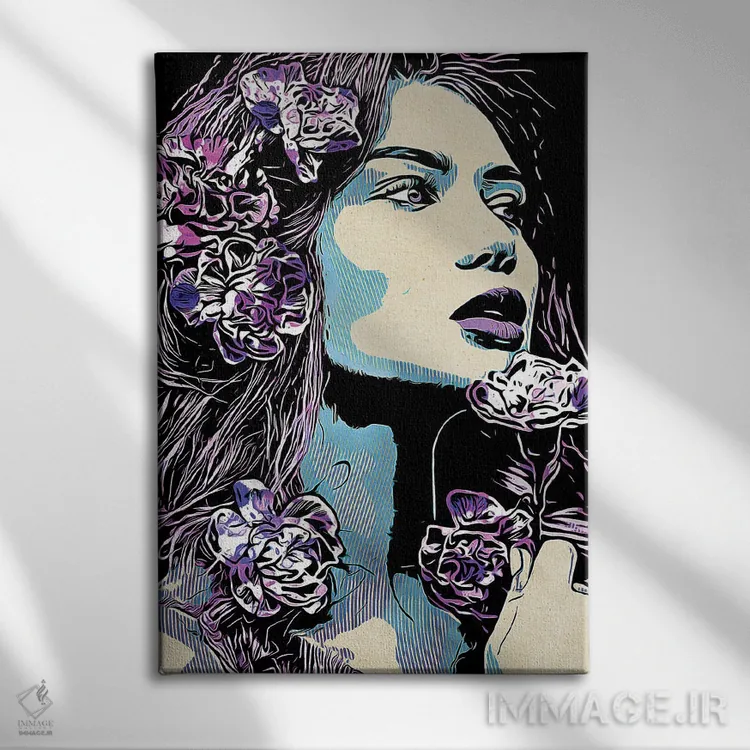 تابلو دکوراتیو پرتره خال خالی نیلوفر آبی I اثر اشلی آلدرج - نمای روبهرو روی دیوار