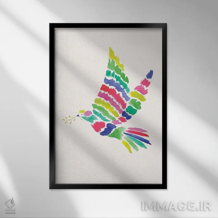 تابلو دکوراتیو کبوتر کریسمس اثر هدر مک لافلین - نمای قابدار مشکی