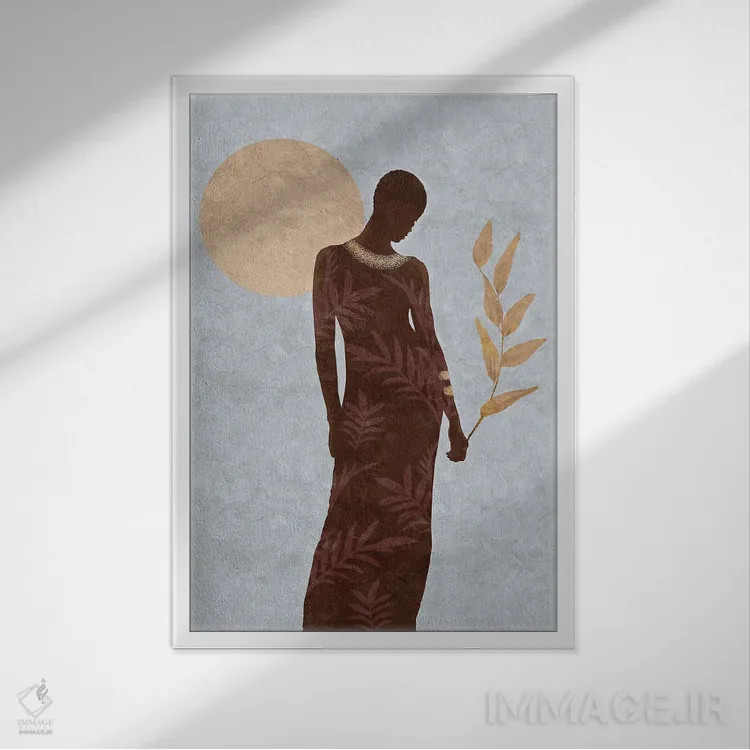 تابلو دکوراتیو دختر انتزاعی فندی IV اثر هلو مورائس - نمای قابدار سفید