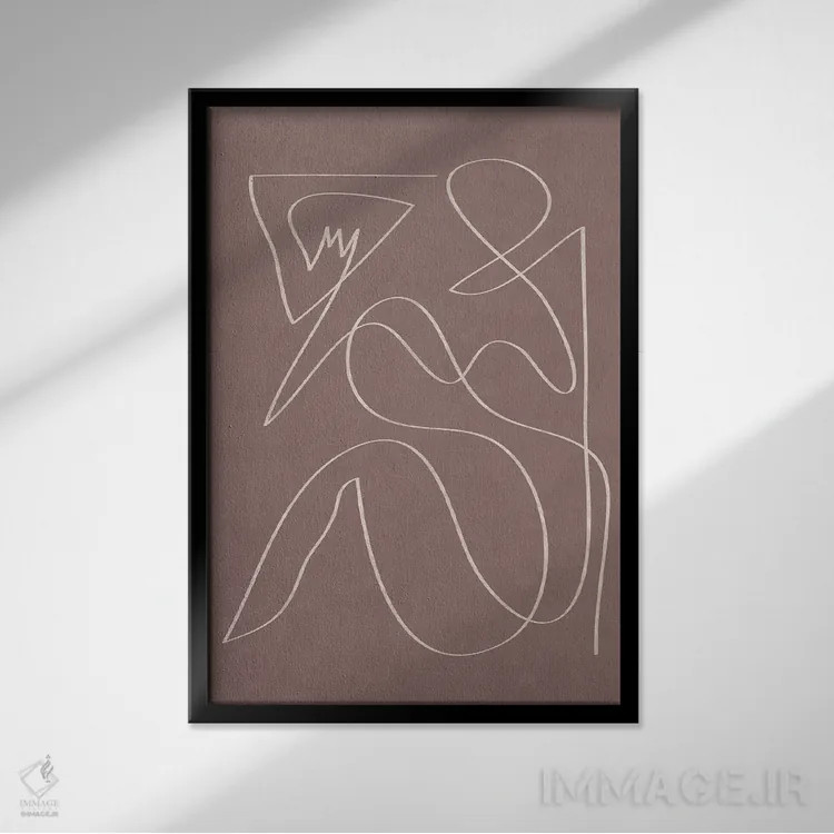 تابلو مینیمال خط انتزاعی فندی III اثر هلو مورائس - نمای قابدار مشکی