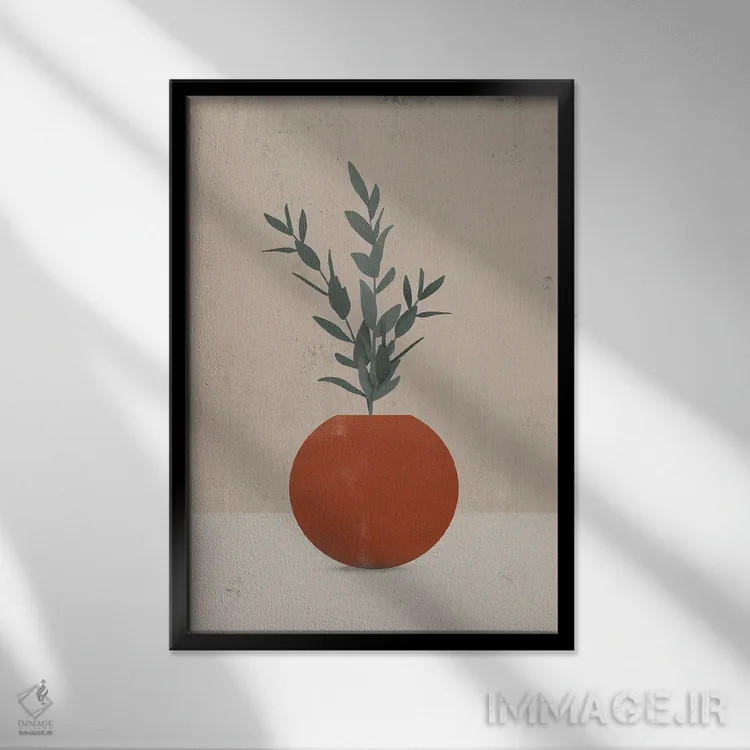 تابلو مینیمال برگ سرامیکی انتزاعی I اثر هلو مورائس - نمای قابدار مشکی