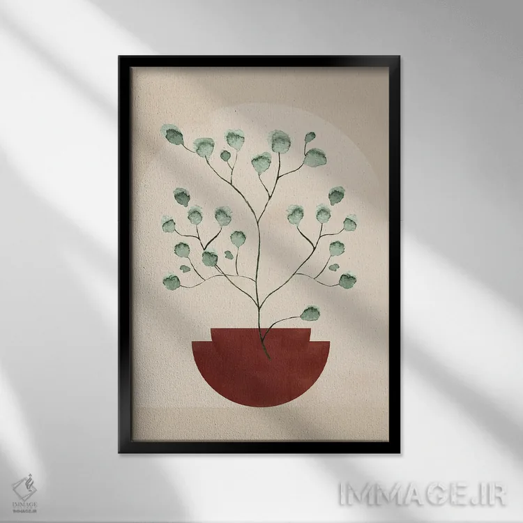 تابلو مینیمال برگ مسی انتزاعی VIII اثر هلو مورائس - نمای قابدار مشکی