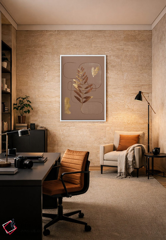 تابلو مینیمال برگ طلایی انتزاعی III اثر هلو مورائس - D6W