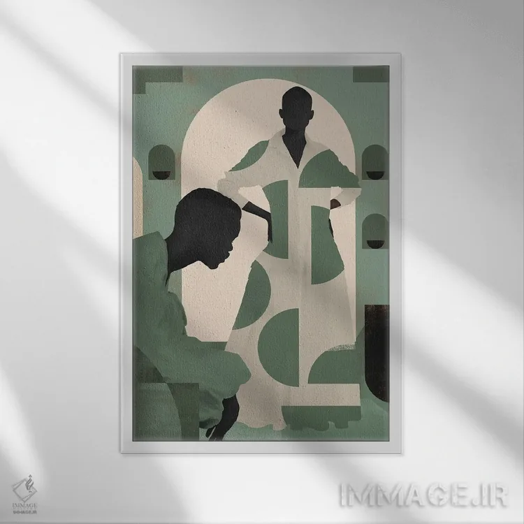 تابلو مینیمال دختر مالدیو انتزاعی IV اثر هلو مورائس - نمای قابدار سفید