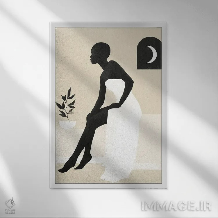 تابلو مینیمال دختر مینیمال انتزاعی I اثر هلو مورائس - نمای قابدار سفید