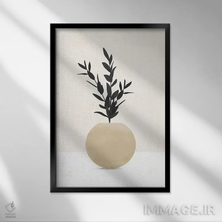 تابلو مینیمال برگ مینیمال انتزاعی III اثر هلو مورائس - نمای قابدار مشکی