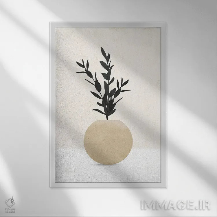 تابلو مینیمال برگ مینیمال انتزاعی III اثر هلو مورائس - نمای قابدار سفید