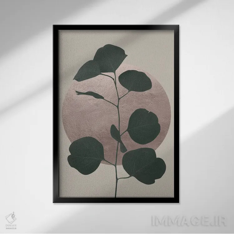 تابلو مینیمال برگ خزه ای انتزاعی II اثر هلو مورائس - نمای قابدار مشکی