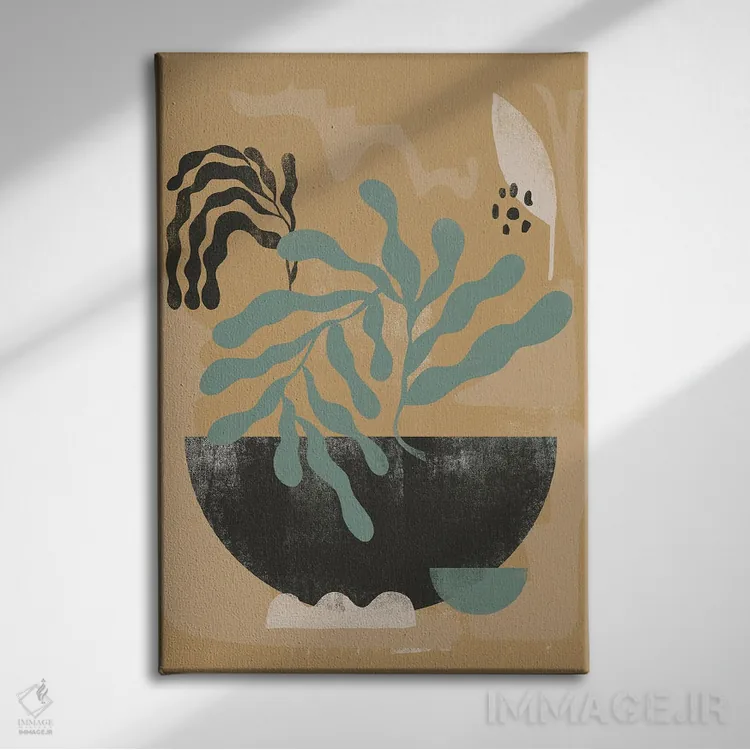تابلو مینیمال برگ واحه انتزاعی I اثر هلو مورائس - نمای روبهرو روی دیوار