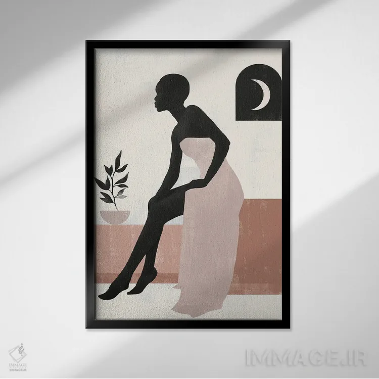 تابلو مینیمال دختر کوارتز انتزاعی یک اثر هلو مورائس - نمای قابدار مشکی