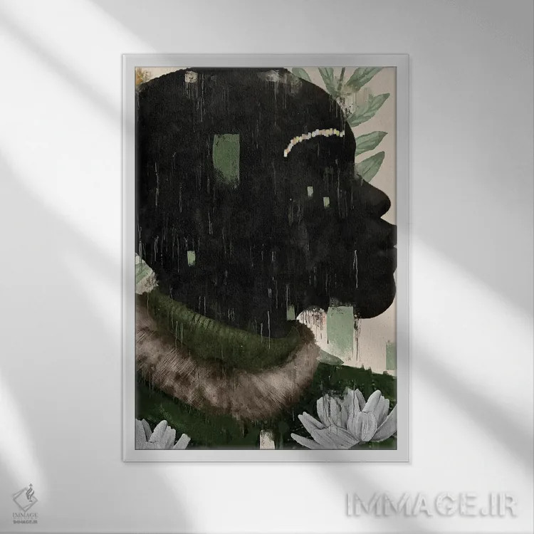 تابلو مینیمال دختر ملکه انتزاعی چهارم اثر هلو مورائس - نمای قابدار سفید
