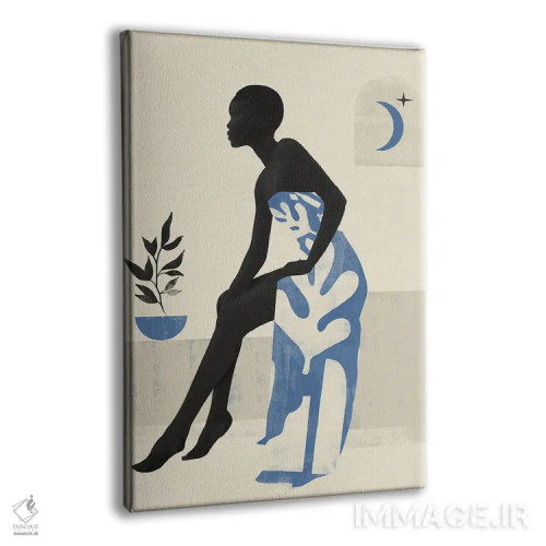 تابلو مینیمال دختر آسمانی انتزاعی سه اثر هلو مورائس - نمای پرسپکتیو محصول