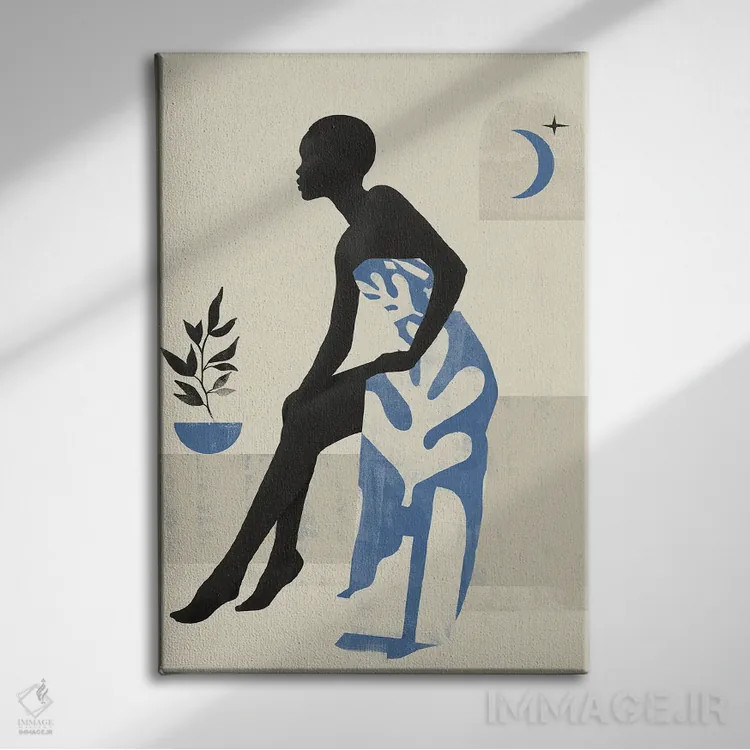 تابلو مینیمال دختر آسمانی انتزاعی سه اثر هلو مورائس - نمای روبهرو روی دیوار