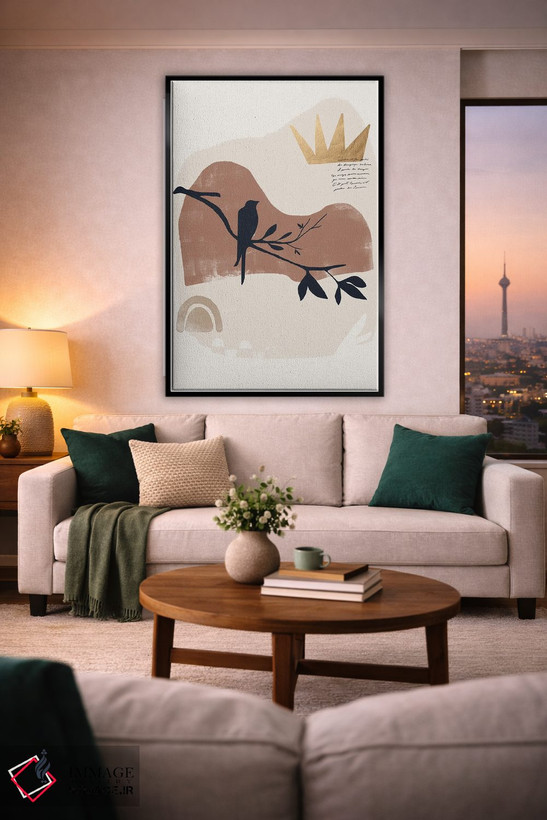 تابلو مینیمال پرنده غروب انتزاعی یک اثر هلو مورائس - D3B