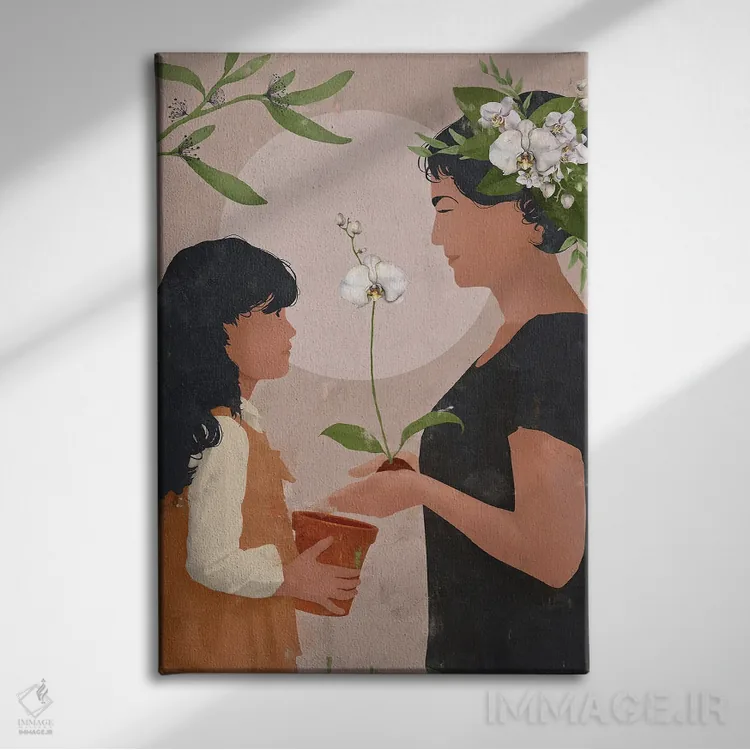 تابلو مینیمال دختر غروب انتزاعی سه اثر هلو مورائس - نمای روبهرو روی دیوار