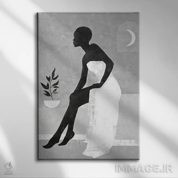 تابلو مینیمال زن سفید و سیاه اثر هلو مورائس - نمای روبهرو روی دیوار