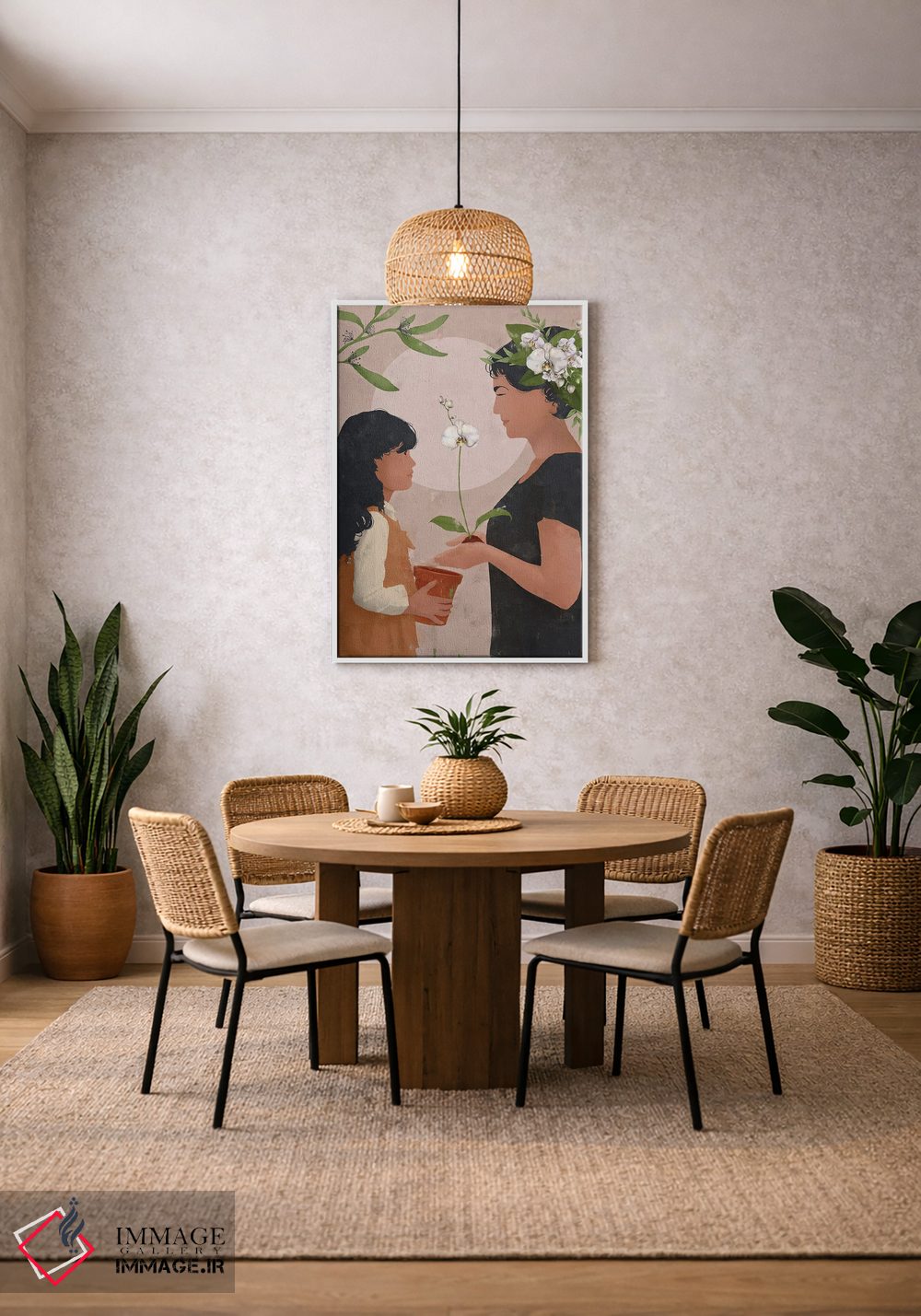 تابلو مینیمال دختر غروب انتزاعی سه اثر هلو مورائس - D3W