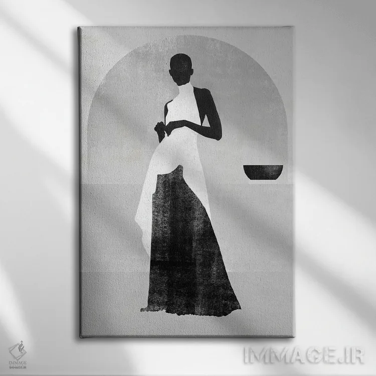 تابلو مینیمال زن سفید و سیاه دو اثر هلو مورائس - نمای روبهرو روی دیوار