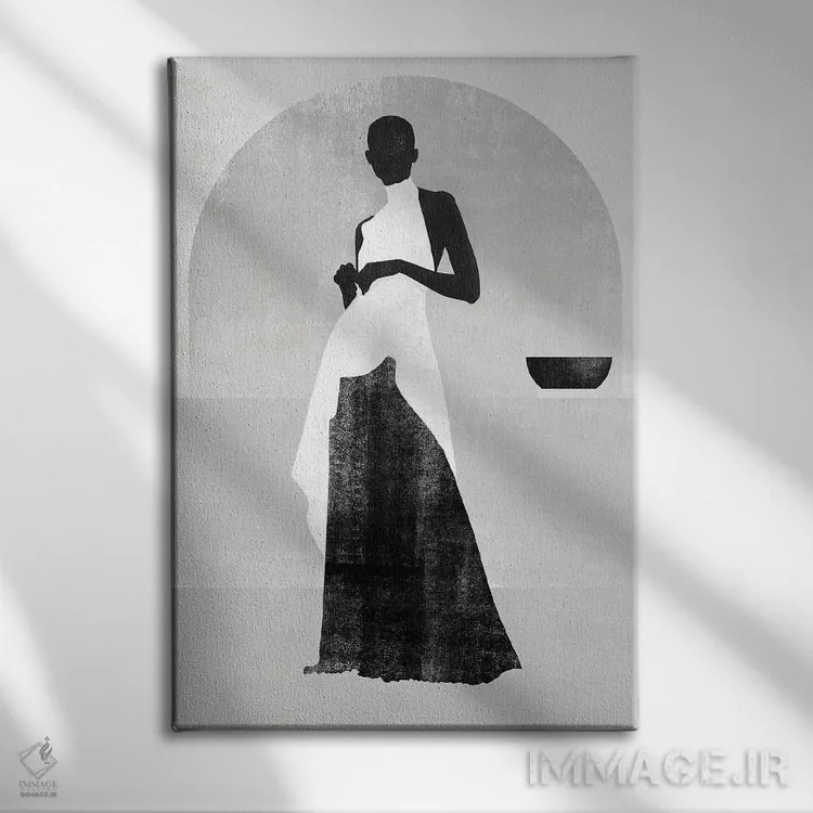 تابلو مینیمال زن سفید و سیاه دو اثر هلو مورائس - نمای روبهرو روی دیوار