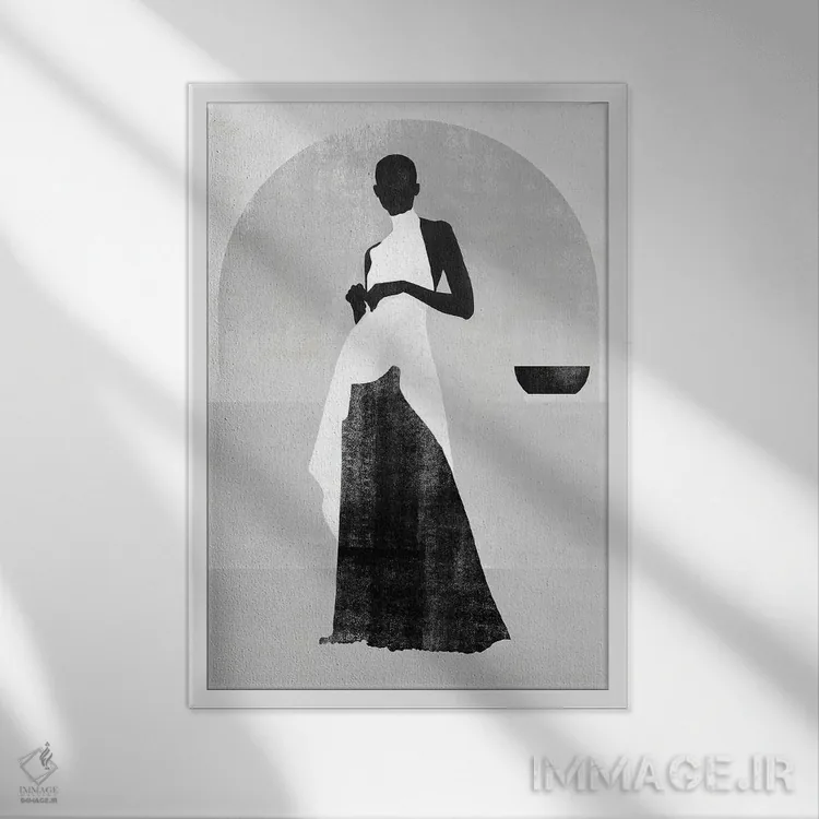 تابلو مینیمال زن سفید و سیاه دو اثر هلو مورائس - نمای قابدار سفید